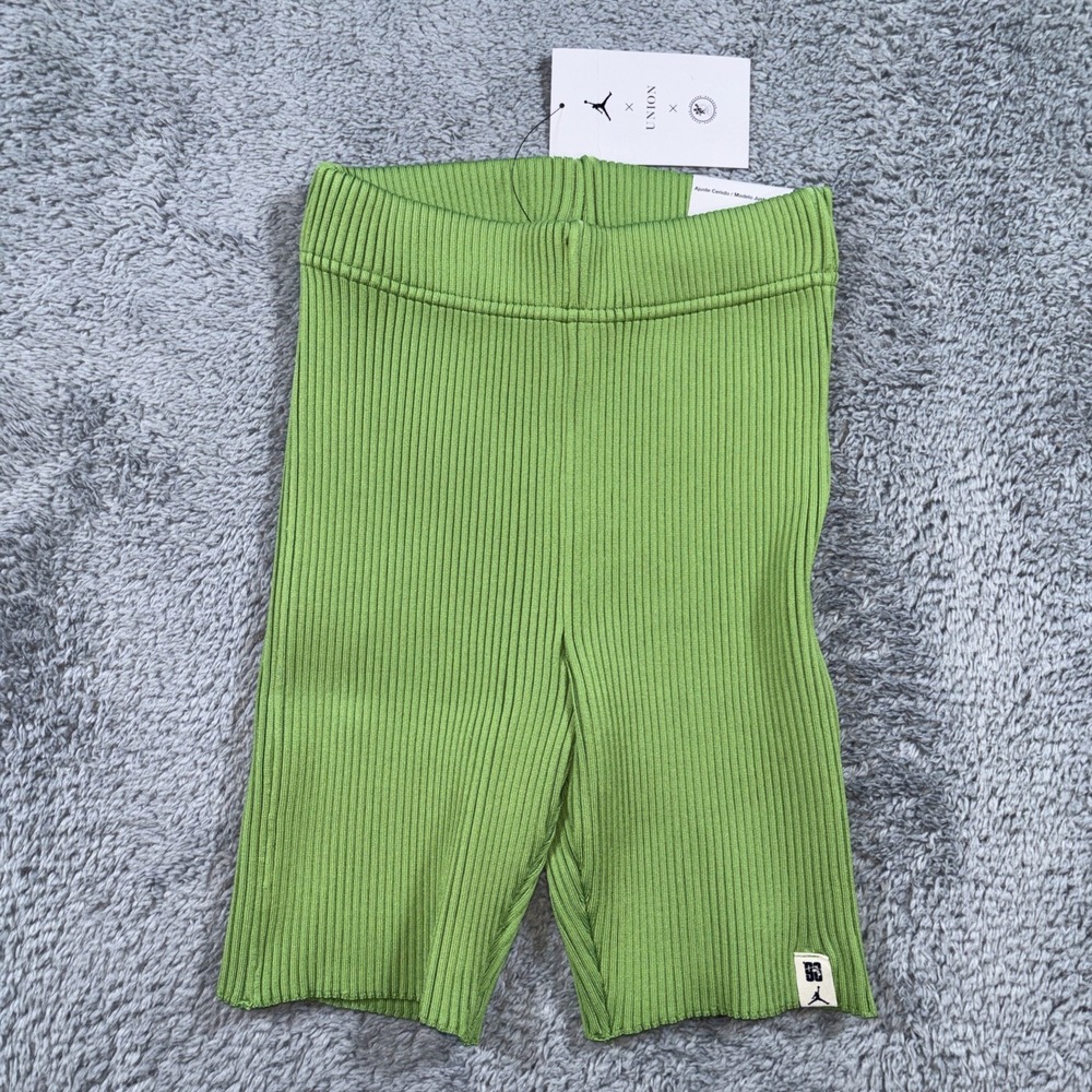 Jordan X Union La Women's Ribbed Biker Shorts Green Size Small